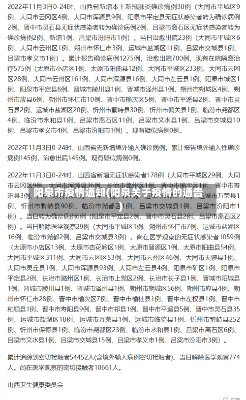 阳泉市疫情通知(阳泉关于疫情的通告)