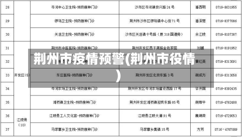 荆州市疫情预警(荆州市役情)