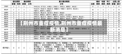【荆州市重症疫情,荆州市重症疫情最新消息】