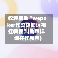 教程辅助“wepoker作弊辅助透视挂教程	”(助赢详细开挂教程)-第2张图片
