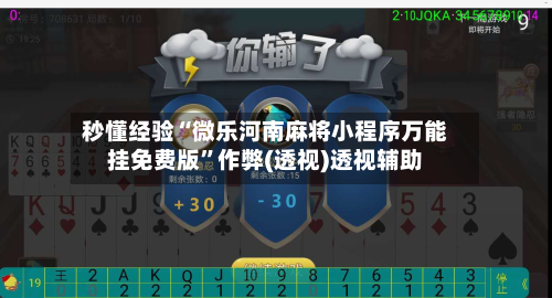 秒懂经验“微乐河南麻将小程序万能挂免费版”作弊(透视)透视辅助-第3张图片
