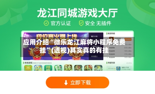 应用介绍“微乐龙江麻将小程序免费挂”(透视)其实真的有挂