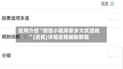 应用介绍“微信小程序家乡大贰透视”(透视)详细透视辅助教程-第2张图片