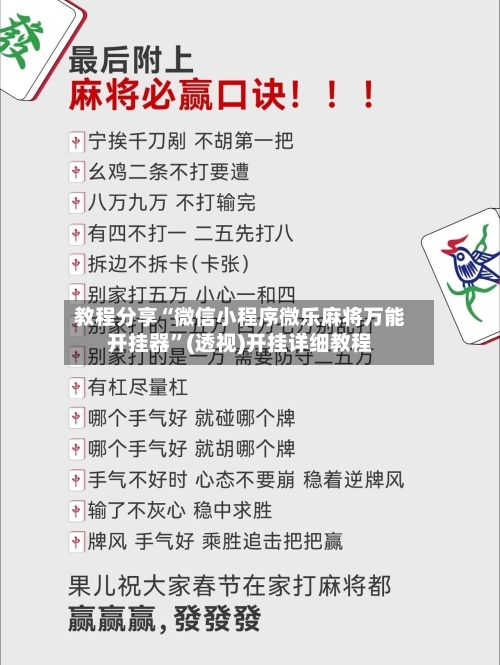 教程分享“微信小程序微乐麻将万能开挂器”(透视)开挂详细教程-第3张图片