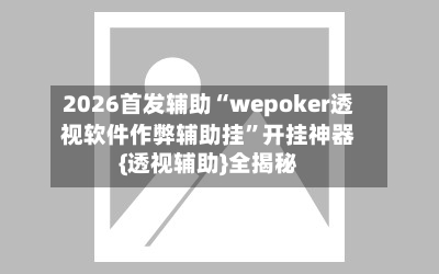 2026首发辅助“wepoker透视软件作弊辅助挂”开挂神器{透视辅助}全揭秘-第2张图片