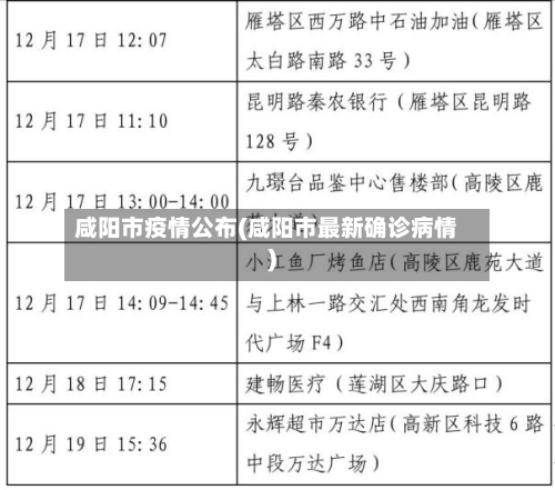 咸阳市疫情公布(咸阳市最新确诊病情)
