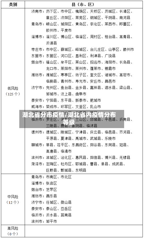 湖北省分市疫情/湖北省内疫情分布等级