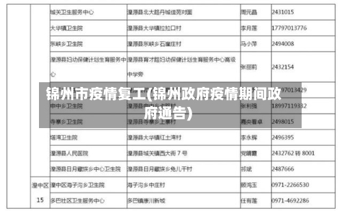 锦州市疫情复工(锦州政府疫情期间政府通告)